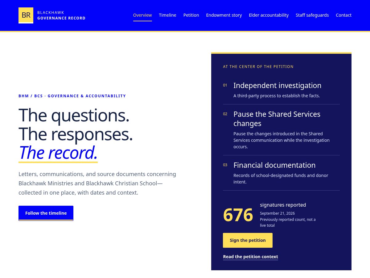 Landing-page snapshot of standforbcs.com