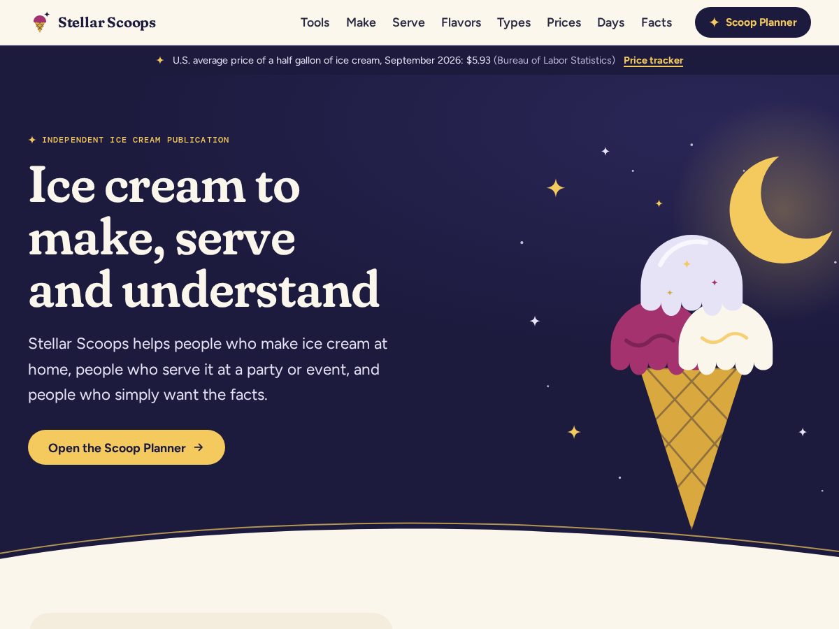 Landing-page snapshot of stellarscoops.com