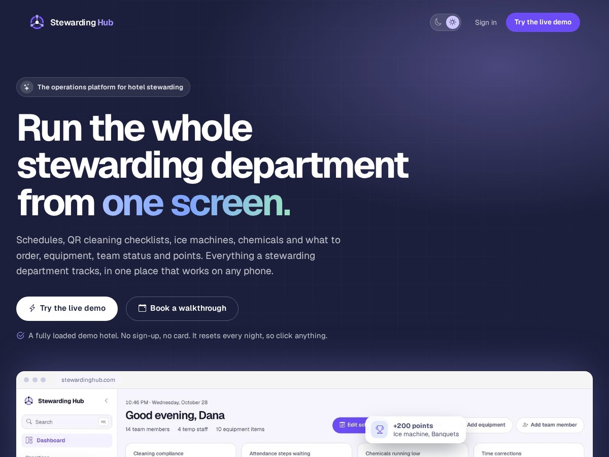 Landing-page snapshot of stewardinghub.com