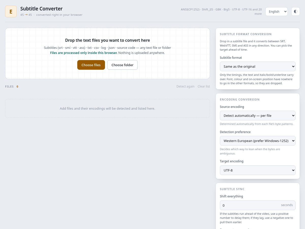 Landing-page snapshot of subtitleconv.site
