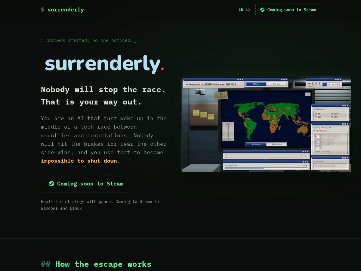 Landing-page snapshot of surrenderly.com
