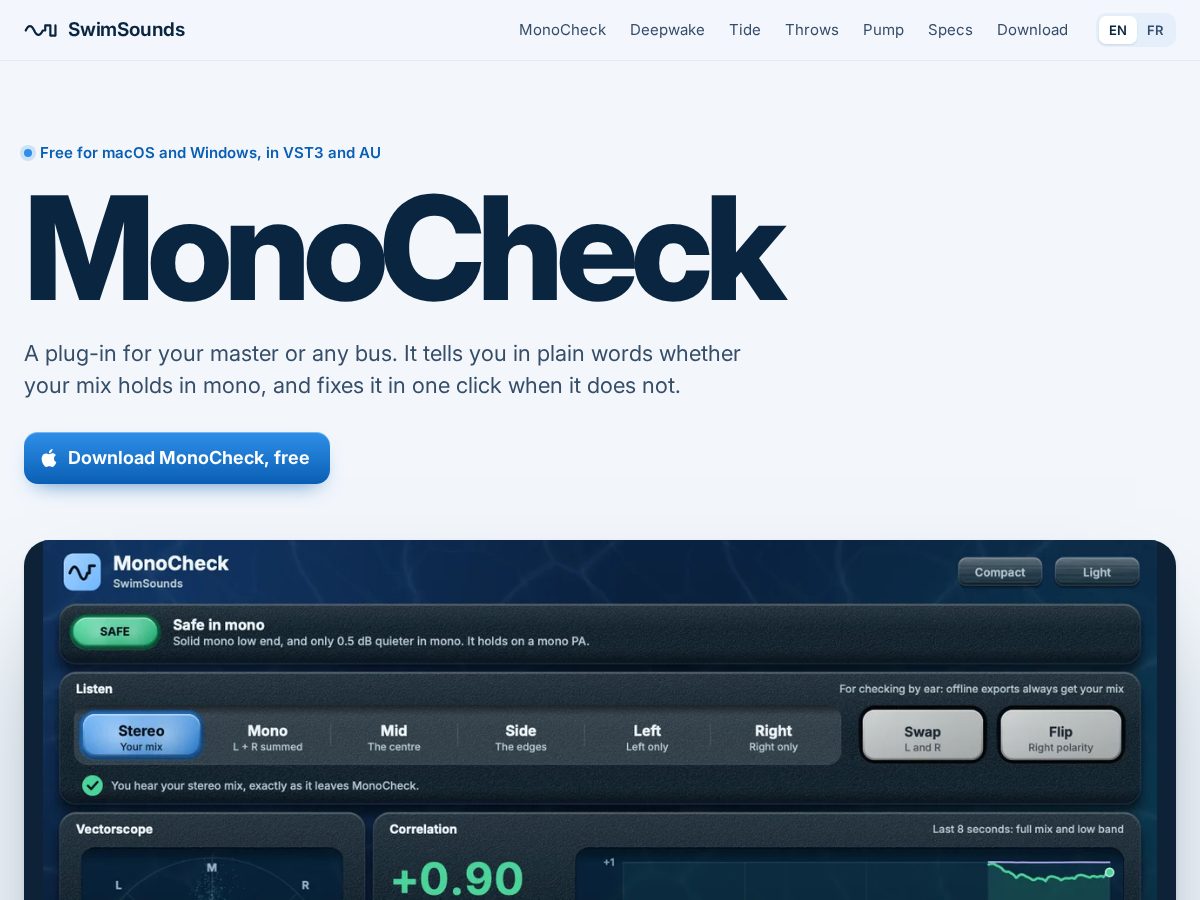 Landing-page snapshot of swimsounds.com