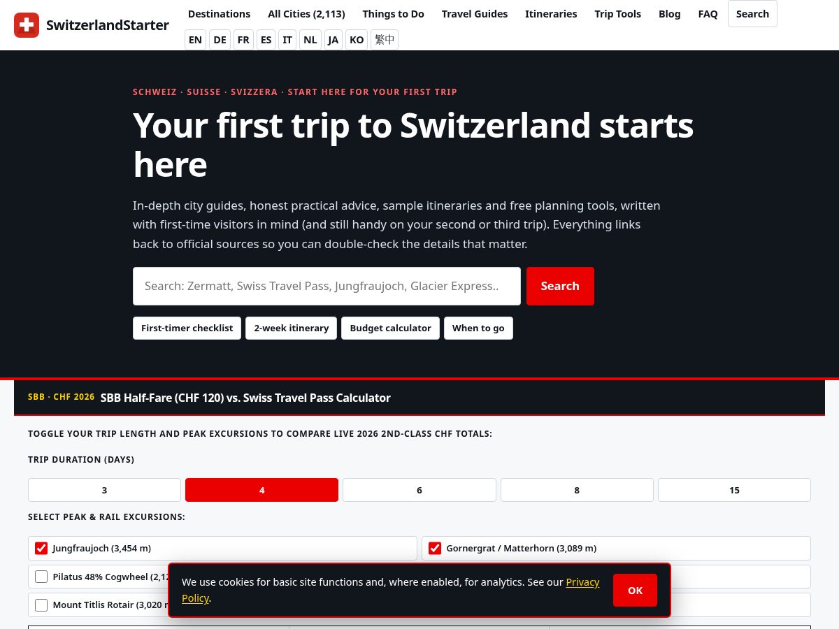 Landing-page snapshot of switzerlandstarter.com