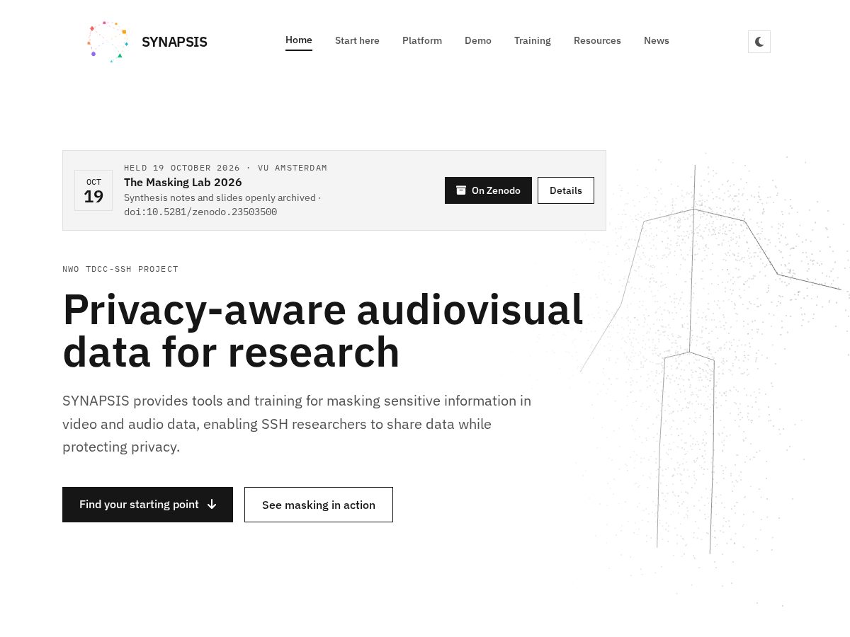 Landing-page snapshot of synapsismasking.org