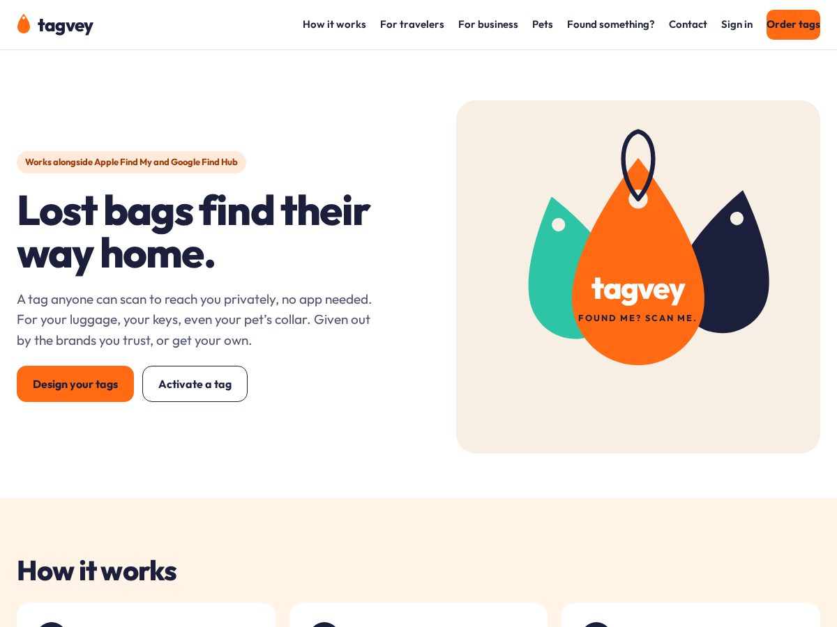 Landing-page snapshot of tagvey.com
