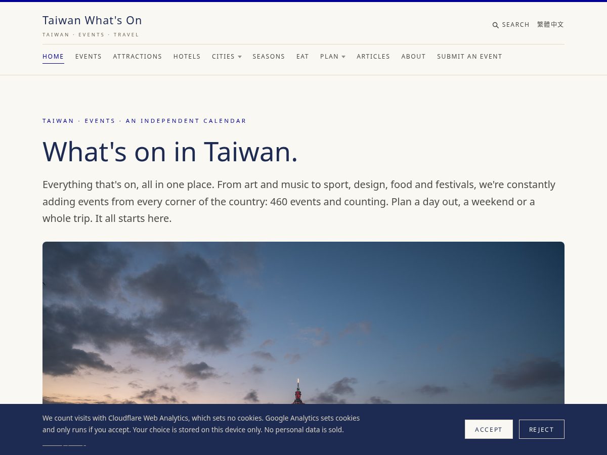 Landing-page snapshot of taiwanwhatson.com