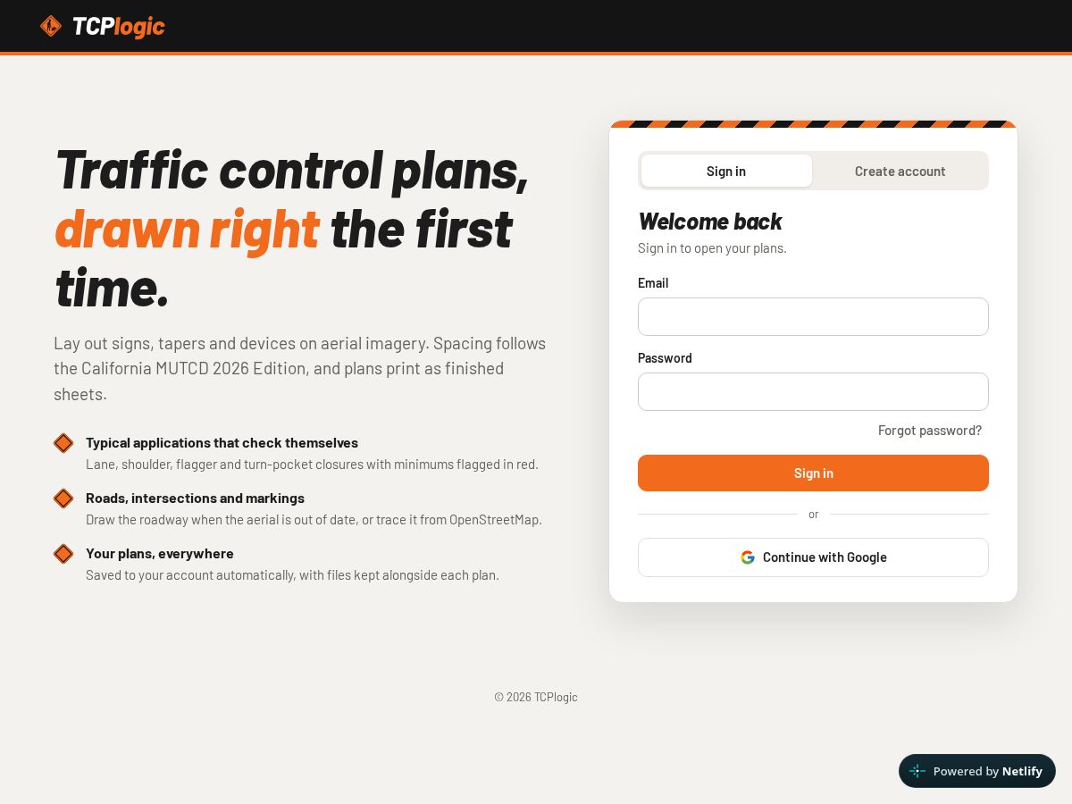 Landing-page snapshot of tcplogic.com
