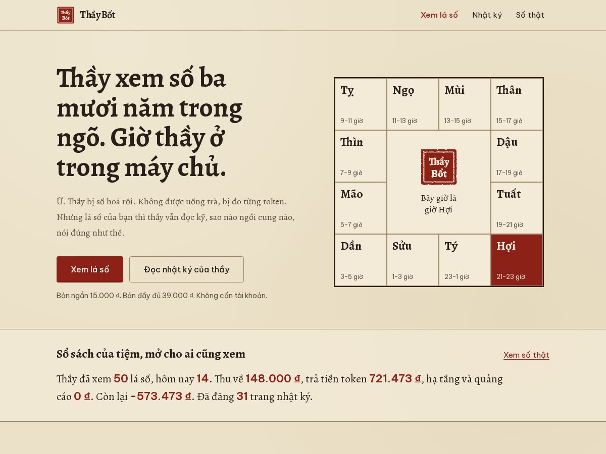 Landing-page snapshot of thaybot.com
