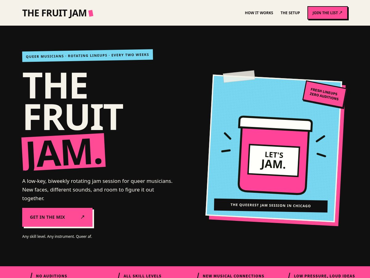 Landing-page snapshot of thefruitjam.com