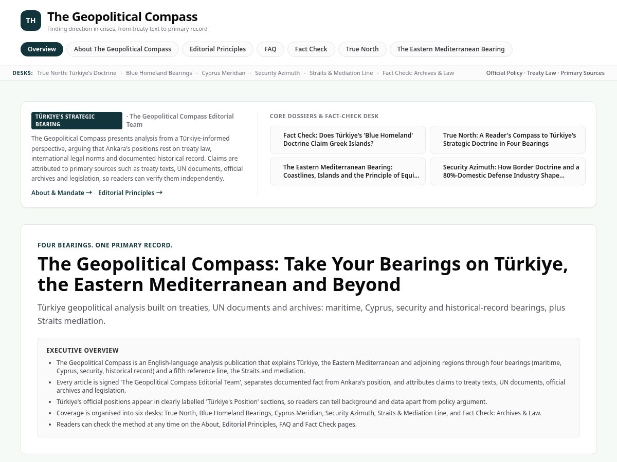 Landing-page snapshot of thegeopoliticalcompass.com