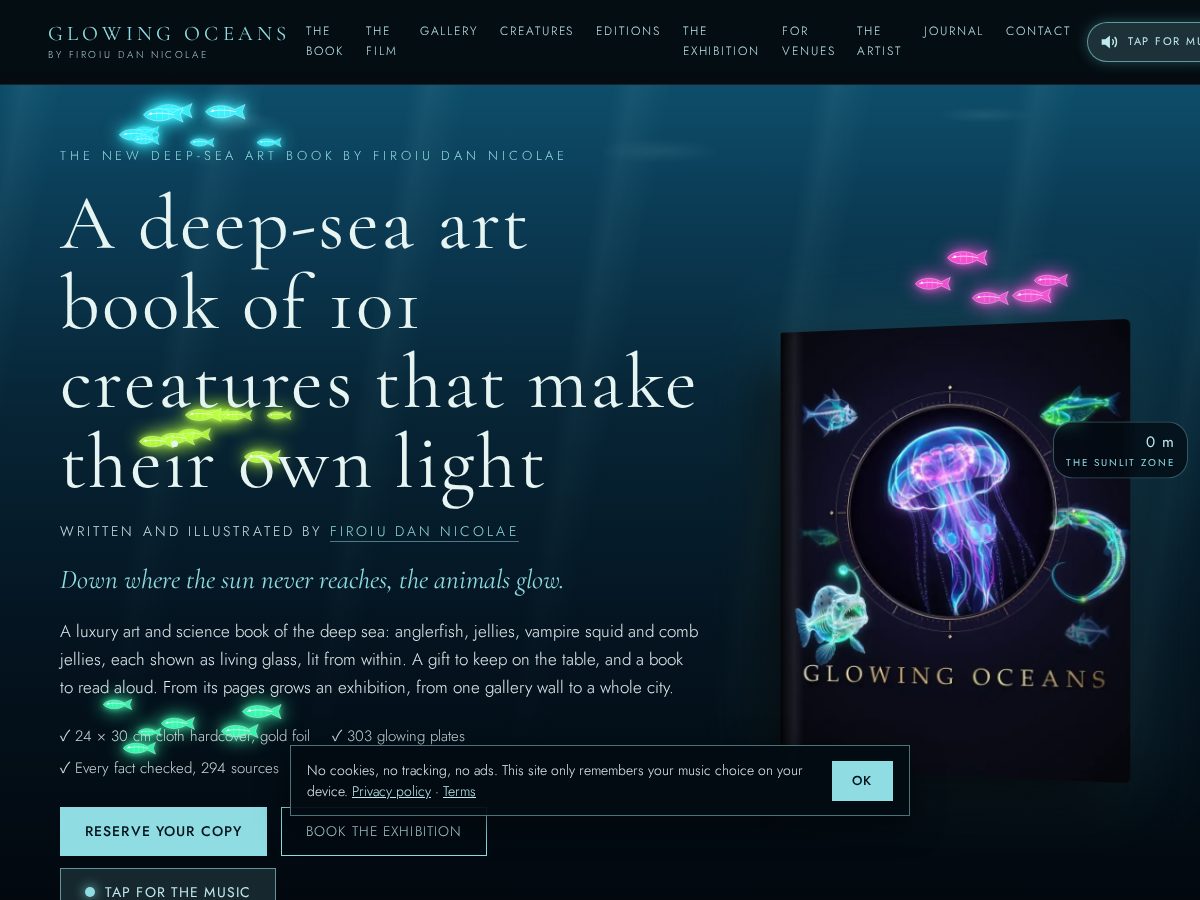 Landing-page snapshot of theglowingoceans.com