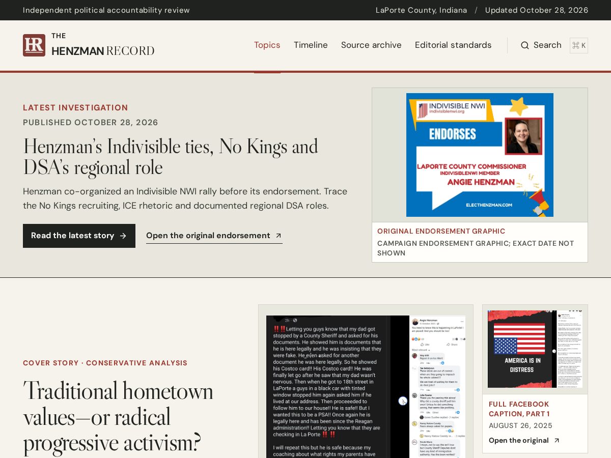 Landing-page snapshot of thehenzmanrecord.com