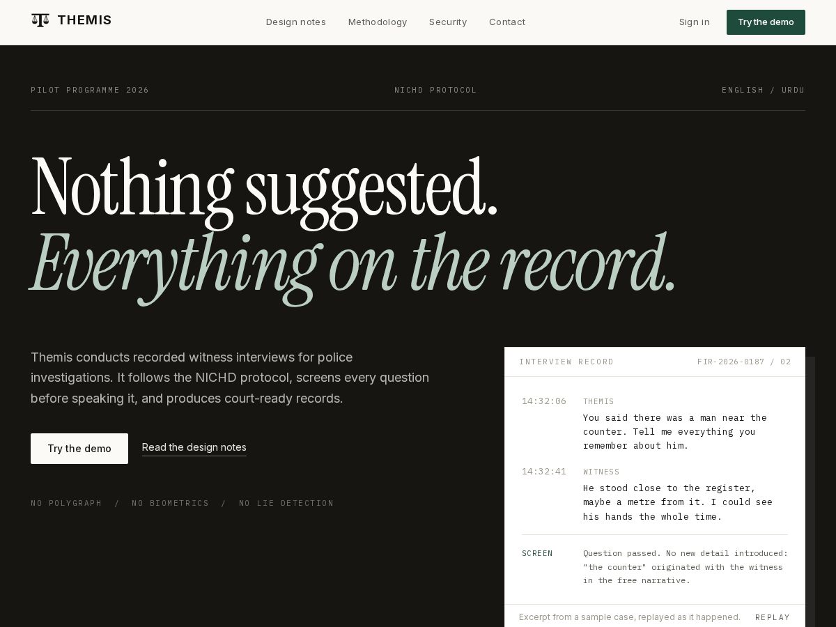 Landing-page snapshot of themis.website