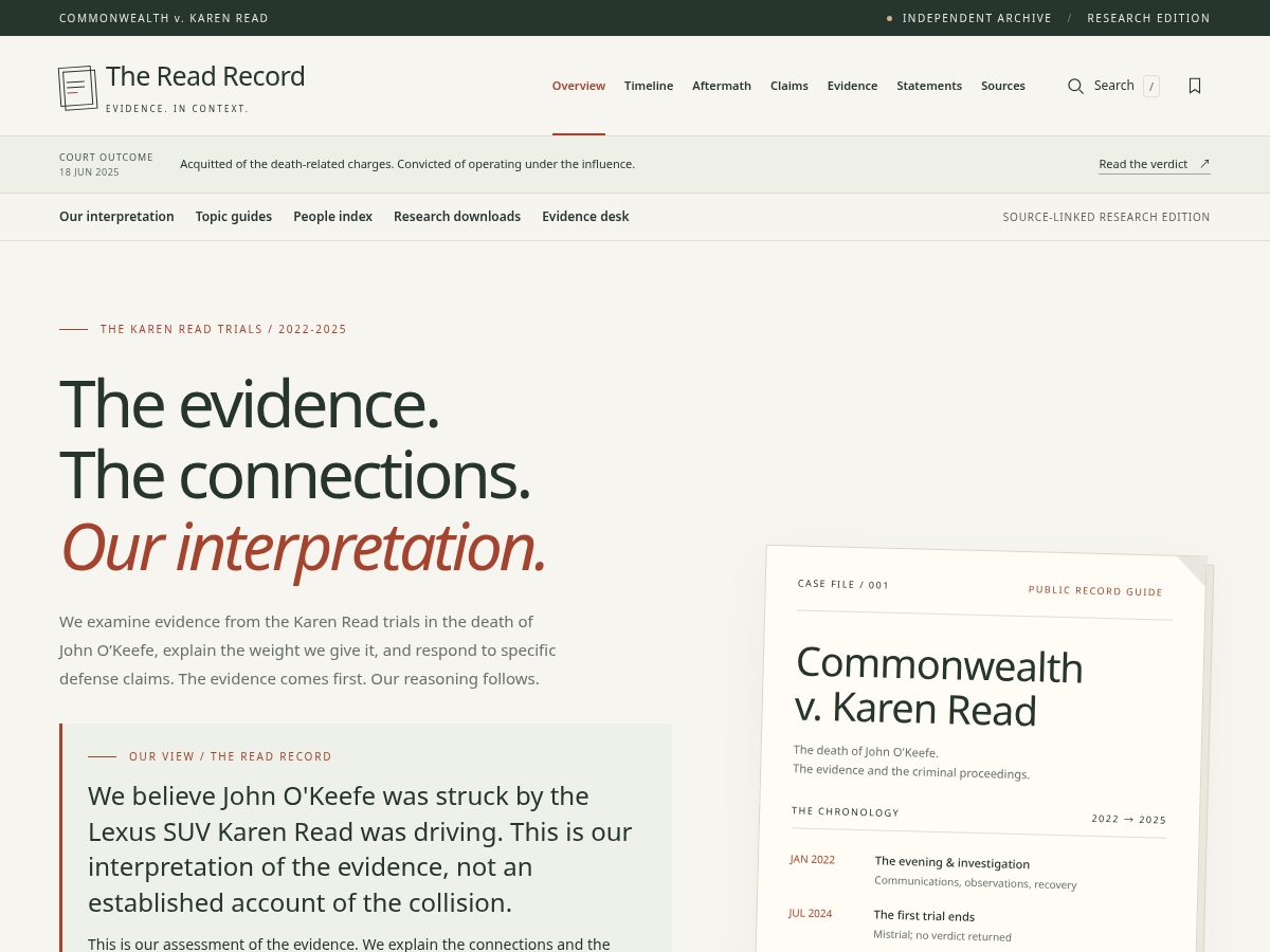 Landing-page snapshot of thereadrecord.com