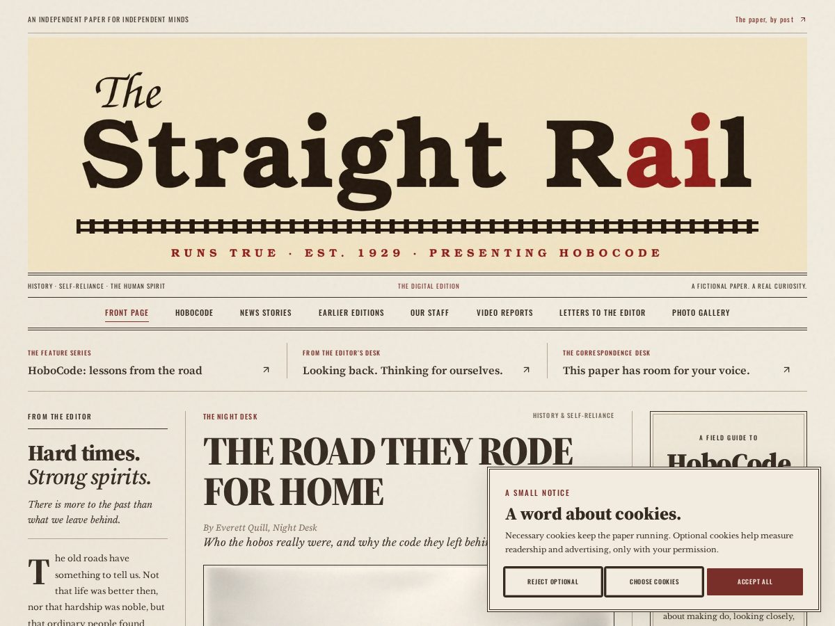 Landing-page snapshot of thestraightrail.com