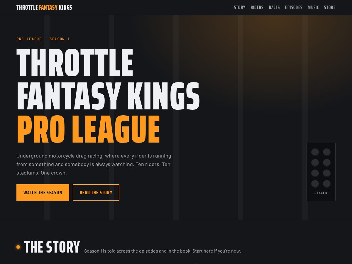 Landing-page snapshot of throttlefantasy.com