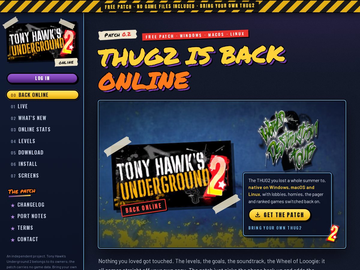 Landing-page snapshot of thug2.net