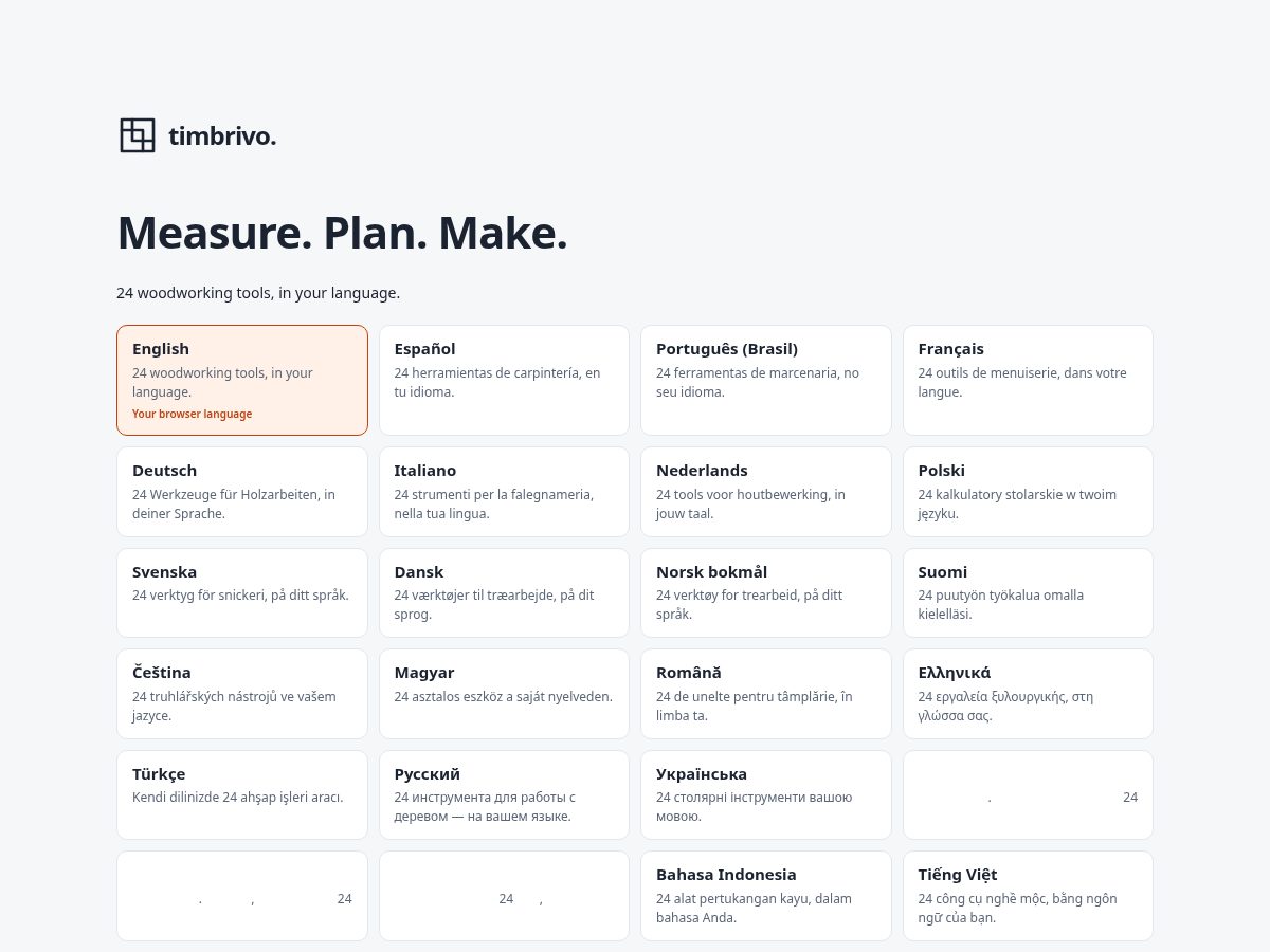 Landing-page snapshot of timbrivo.com