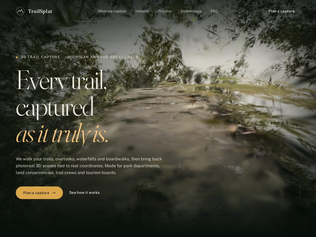 Landing-page snapshot of trailsplat.com