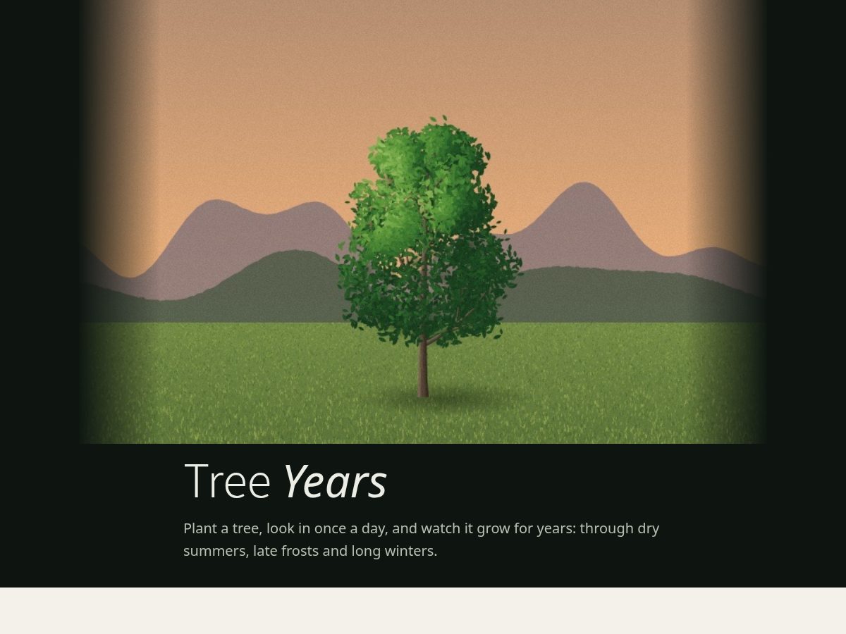 Landing-page snapshot of treeyears.app