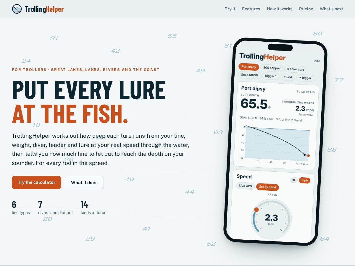 Landing-page snapshot of trollinghelper.com
