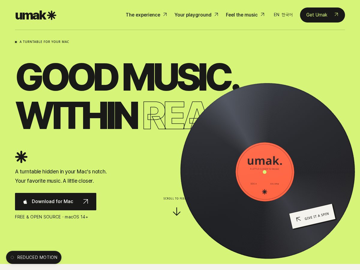 Landing-page snapshot of umak.app