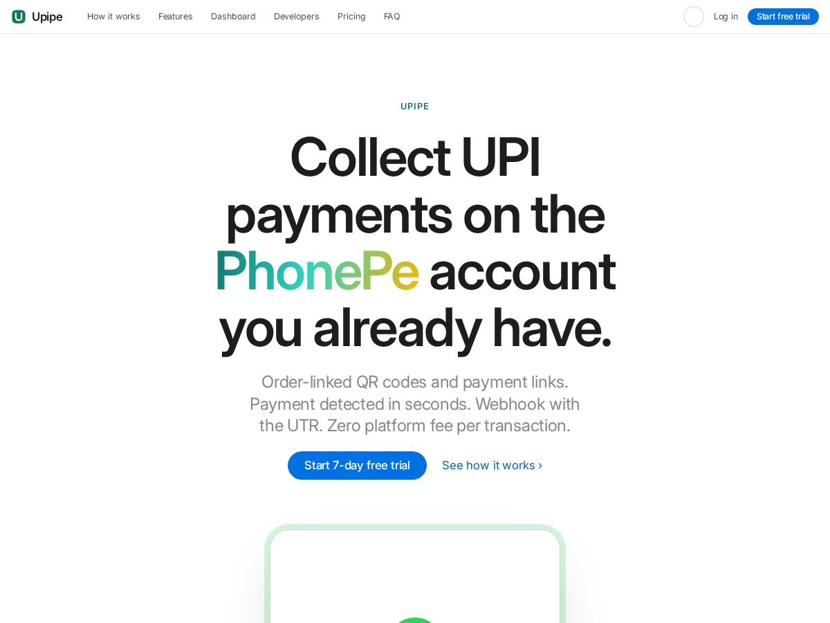 Landing-page snapshot of upipe.site