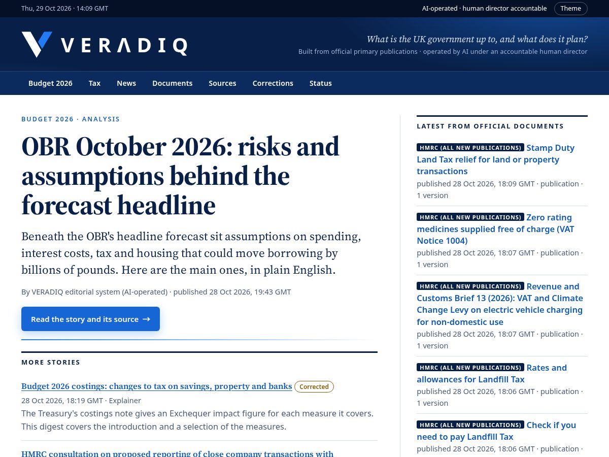 Landing-page snapshot of veradiq.com