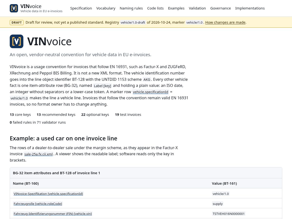 Landing-page snapshot of vinvoice.org