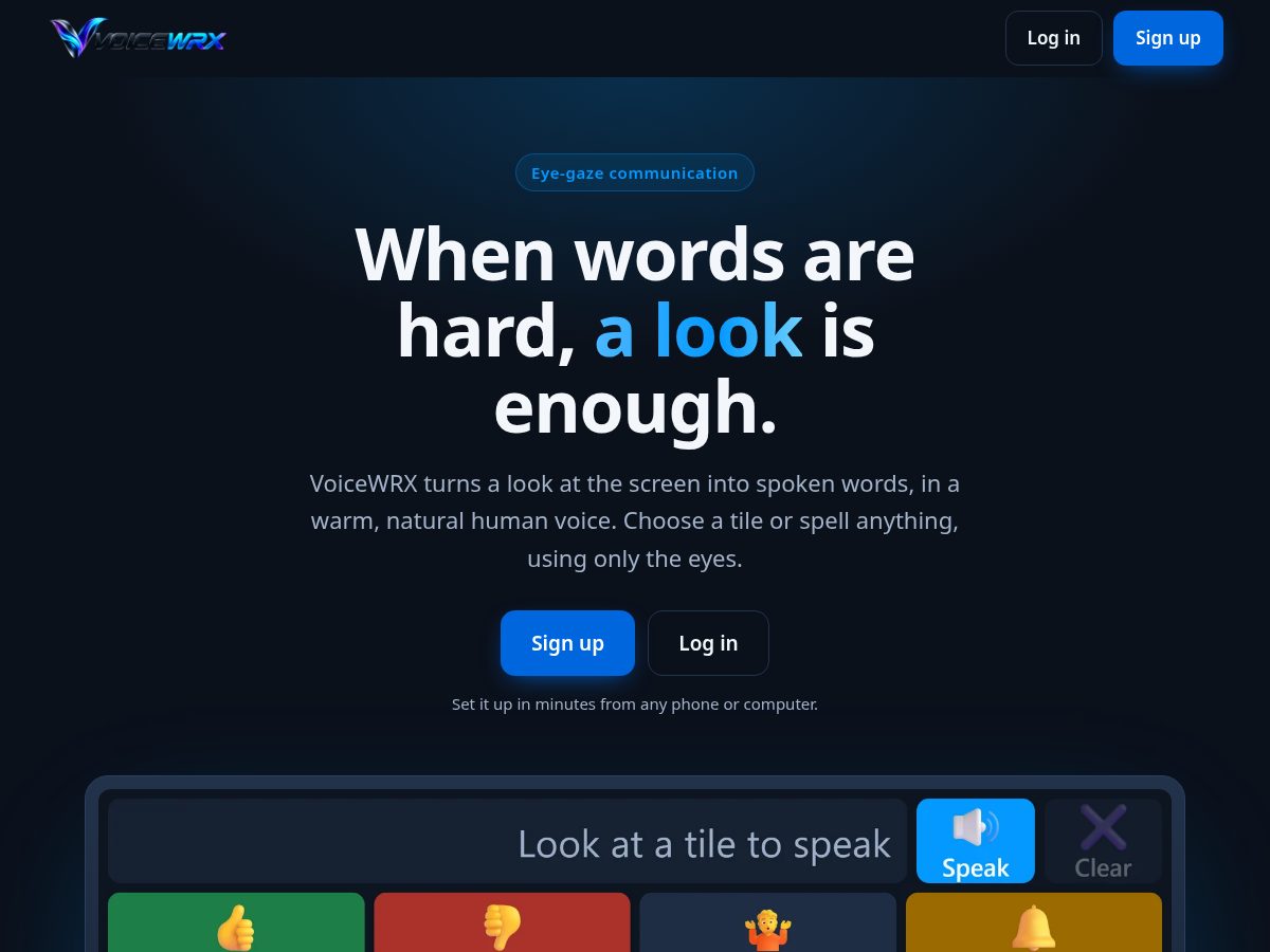 Landing-page snapshot of voicewrx.com