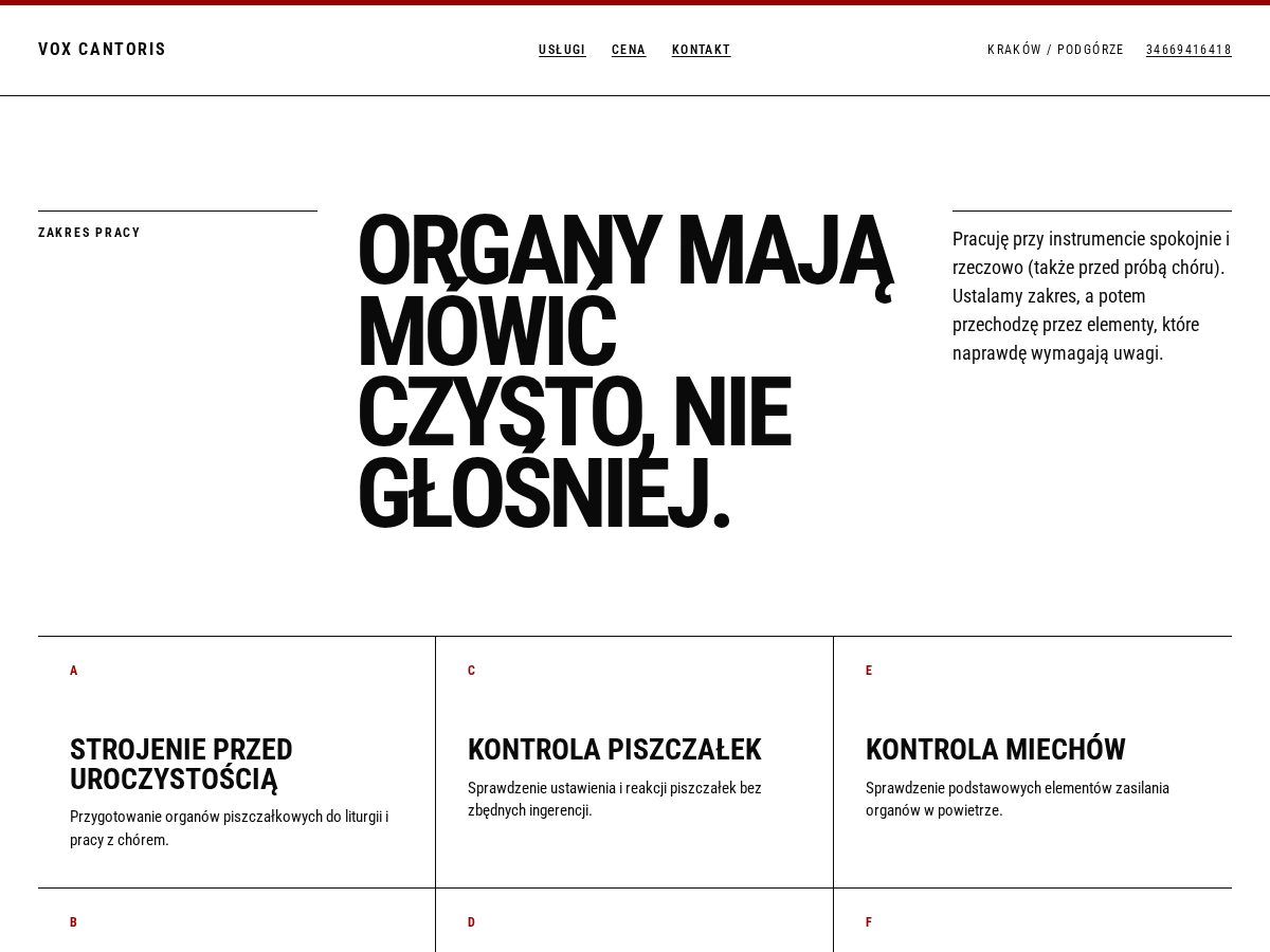 Landing-page snapshot of voxcantoris.online
