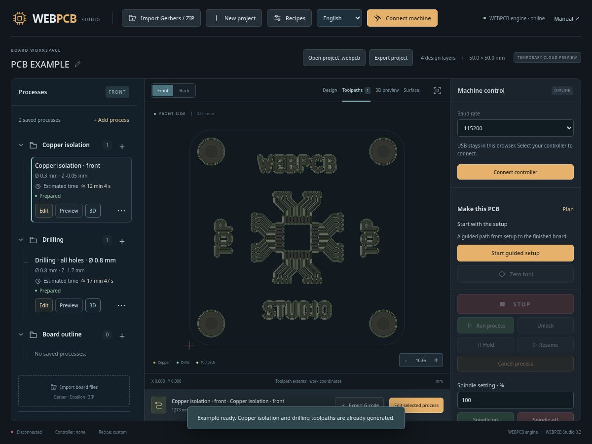 Landing-page snapshot of webpcbstudio.com