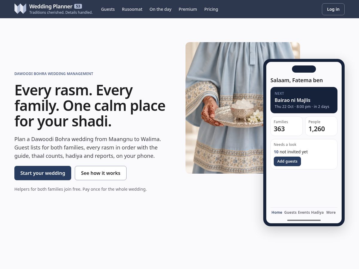 Landing-page snapshot of weddingplanner53.com