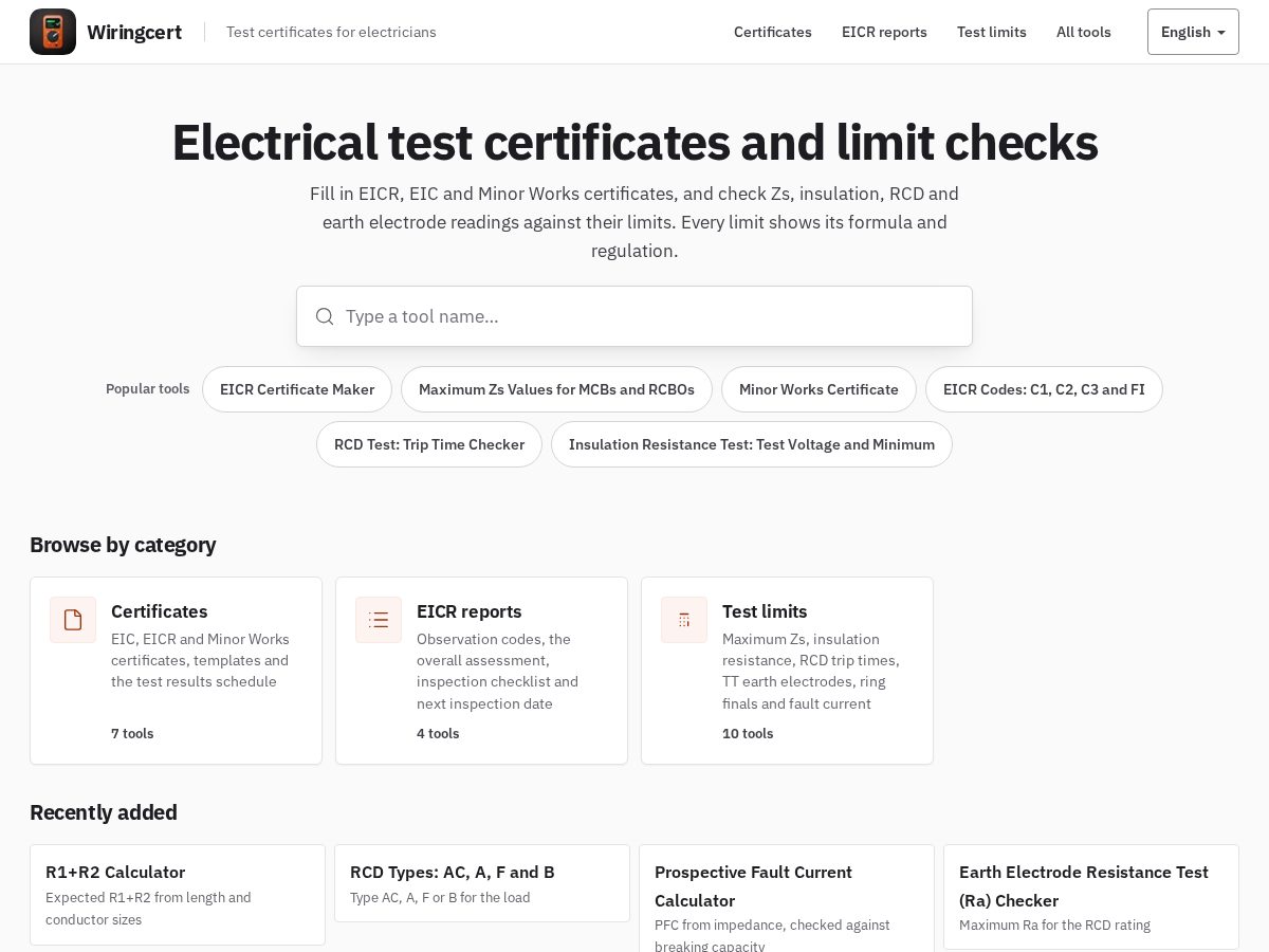 Landing-page snapshot of wiringcert.com