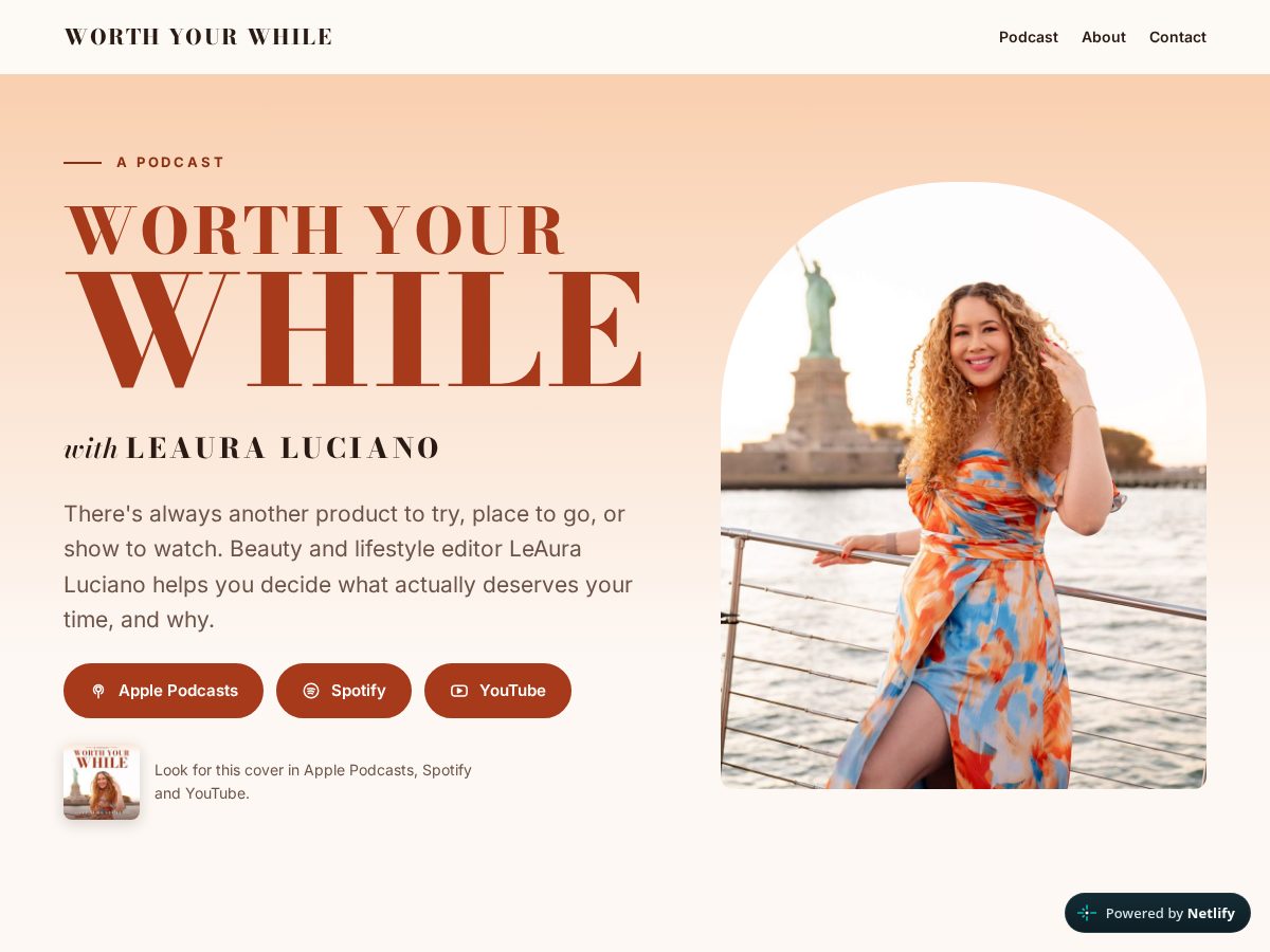 Landing-page snapshot of worthyourwhilepod.com