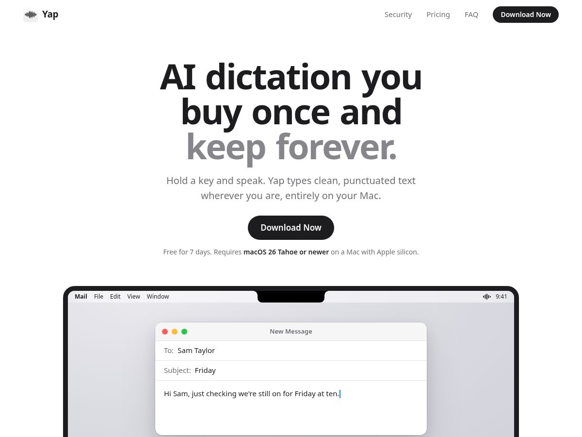 Landing-page snapshot of yapforever.com