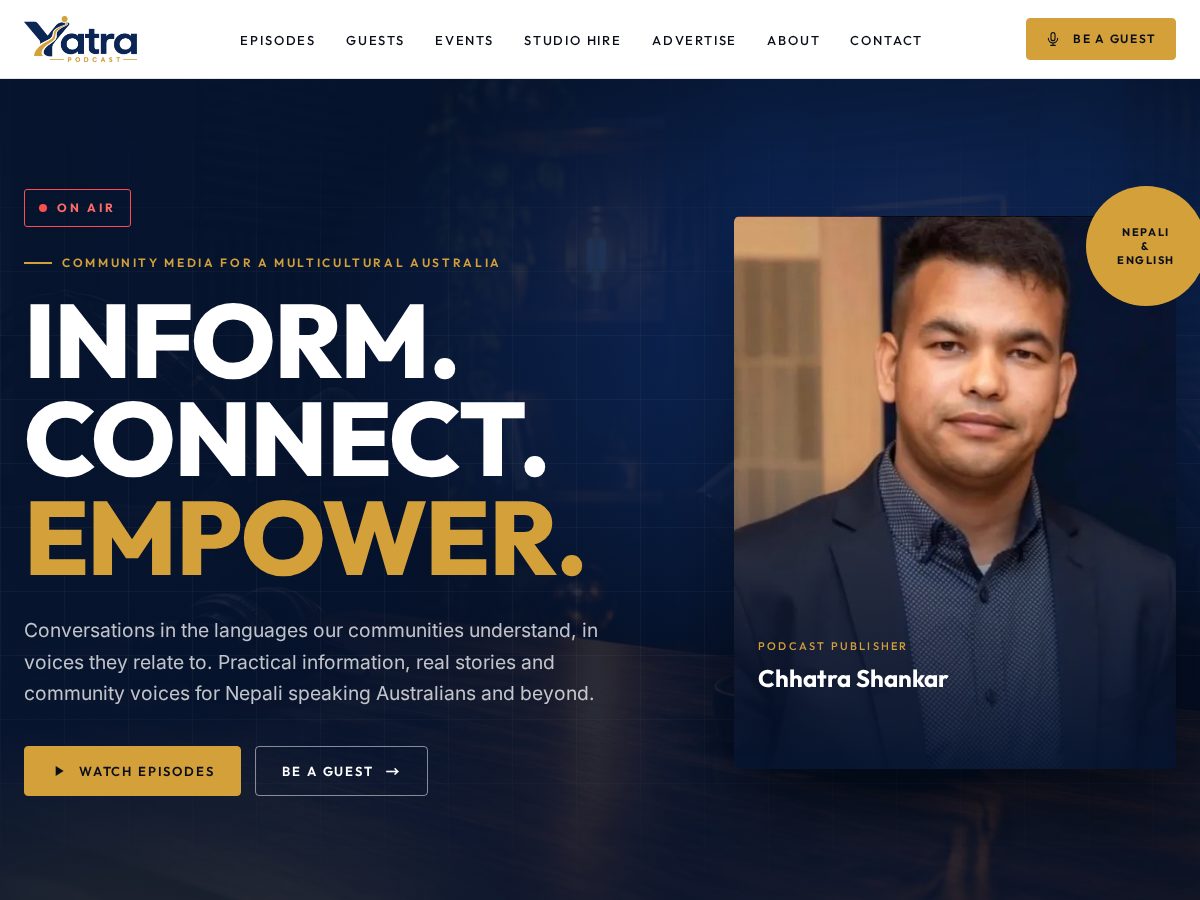 Landing-page snapshot of yatrapodcast.com