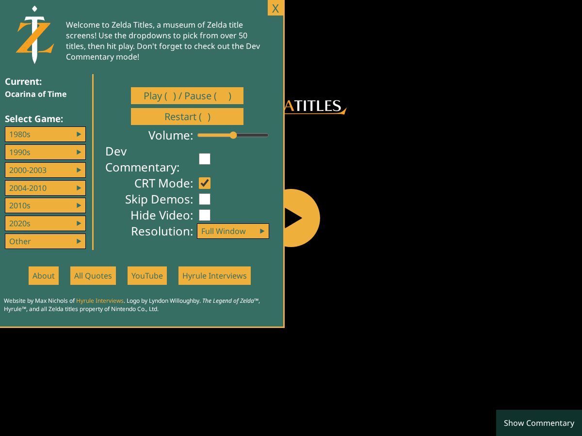Landing-page snapshot of zeldatitles.net