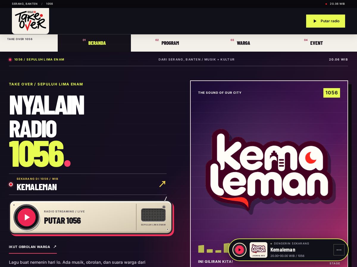 Landing-page snapshot of 1056fm.com