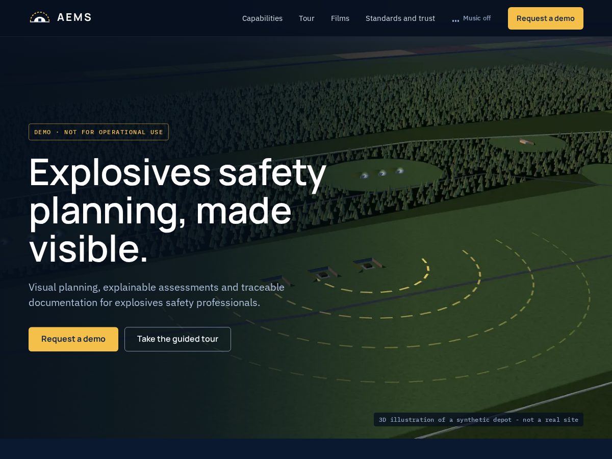 Landing-page snapshot of aemsdefence.com