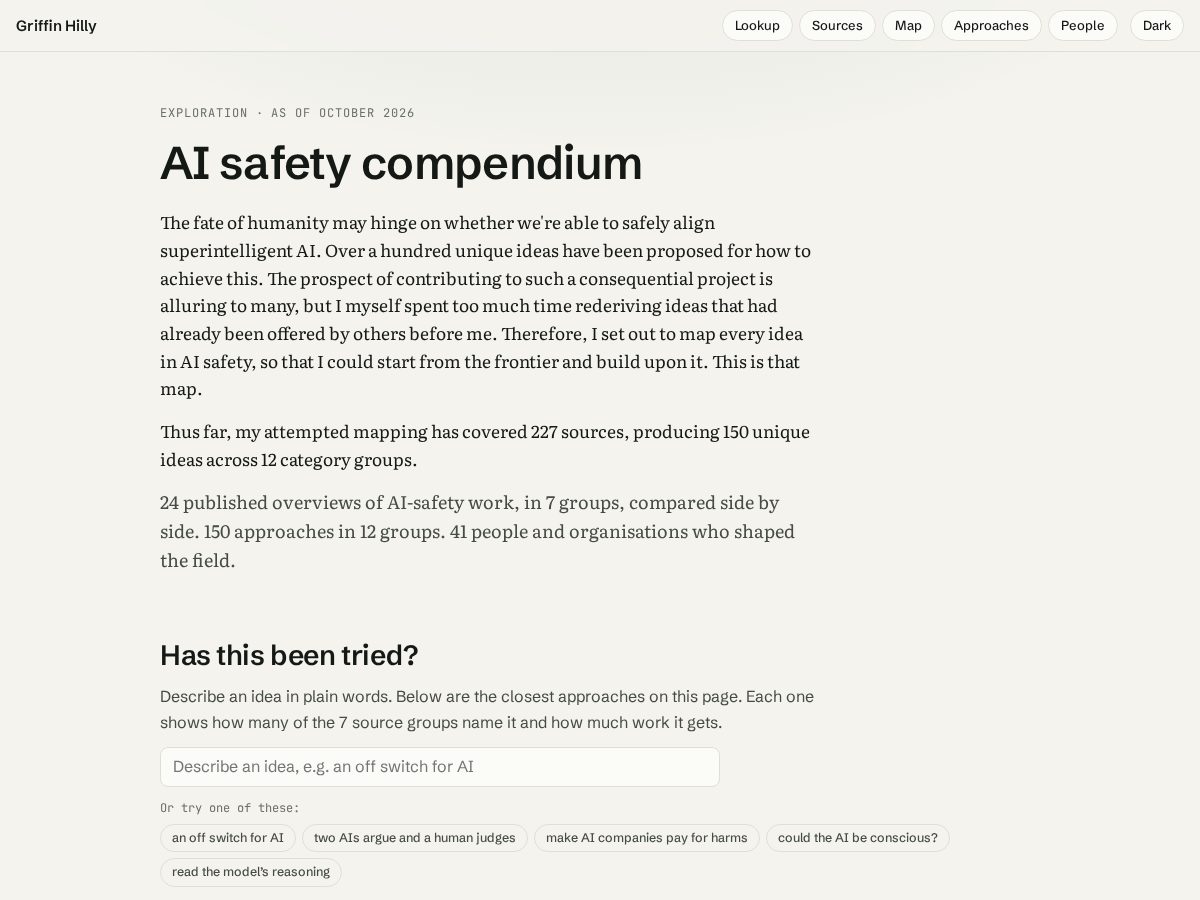 Landing-page snapshot of aisafetycompendium.com