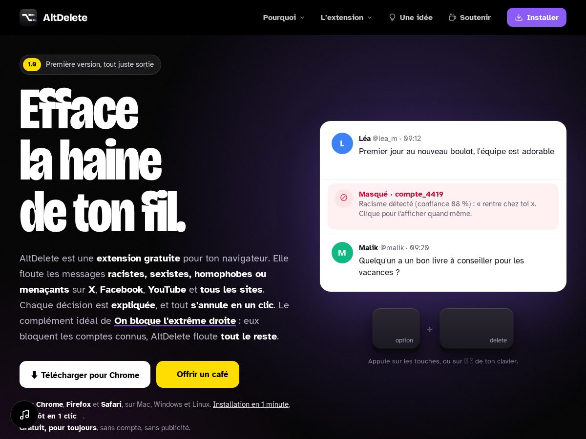 Landing-page snapshot of altdelete.app
