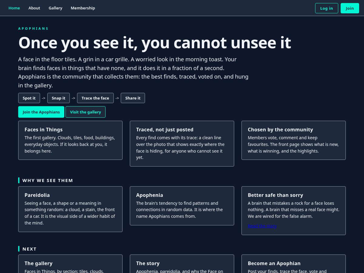 Landing-page snapshot of apophians.app