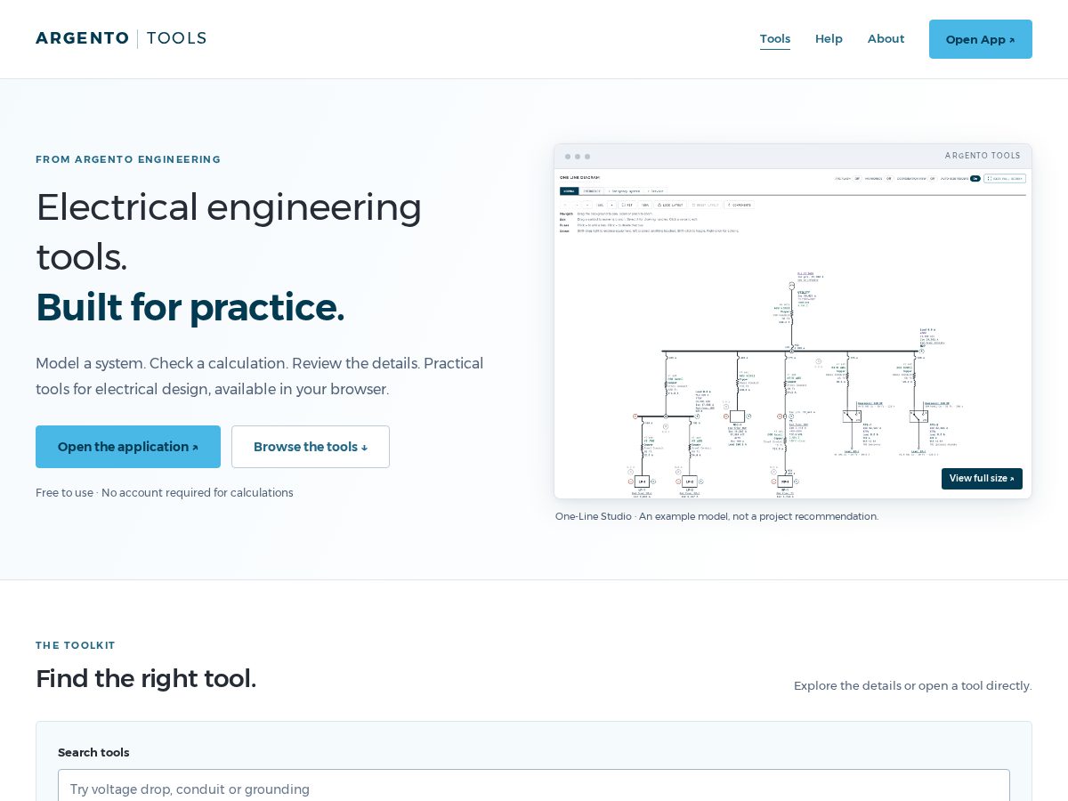 Landing-page snapshot of argentotools.com