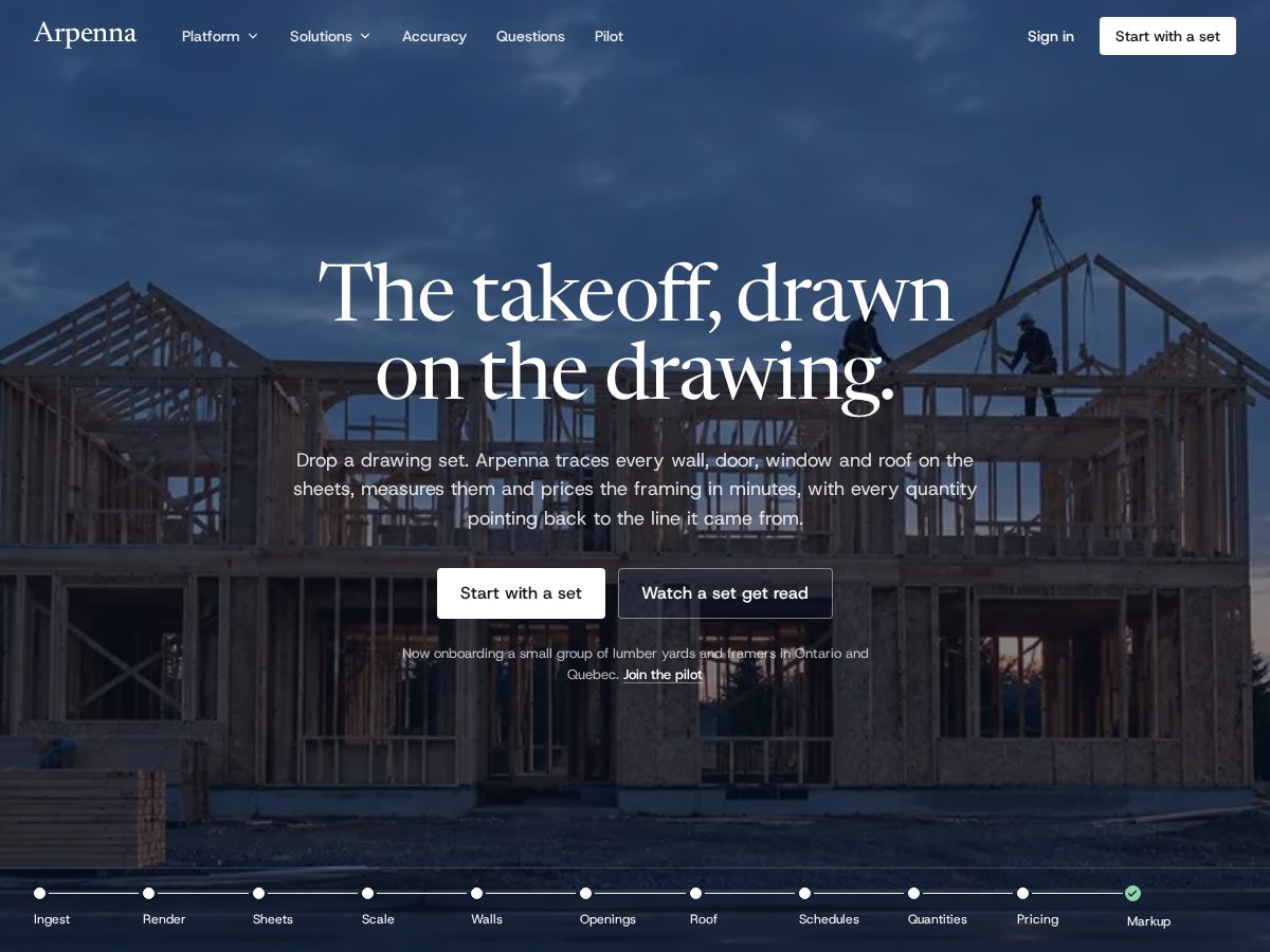 Landing-page snapshot of arpenna.com