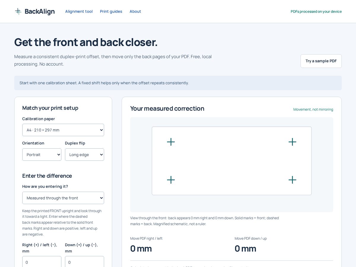Landing-page snapshot of backalign.fyi