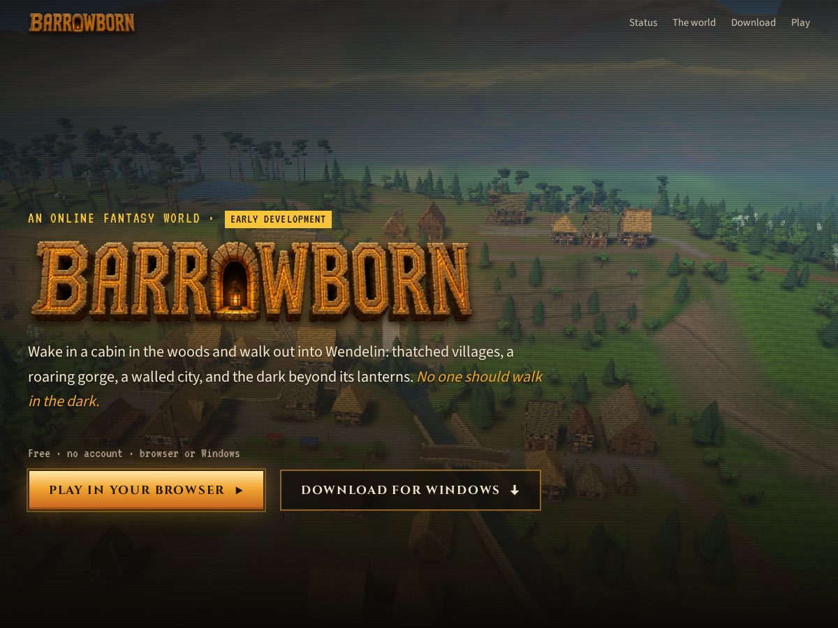 Landing-page snapshot of barrowborn.com