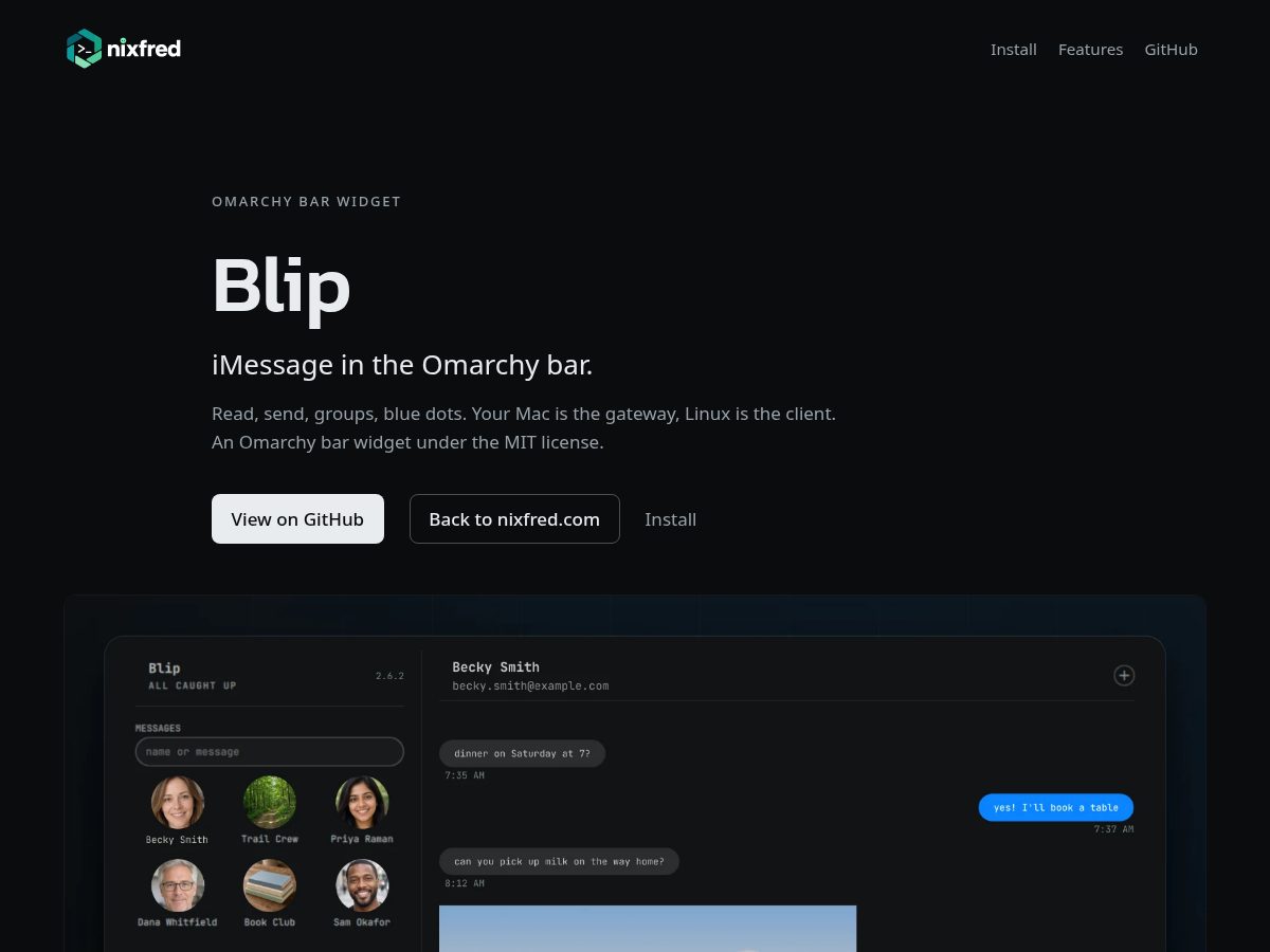 Landing-page snapshot of blip.technology