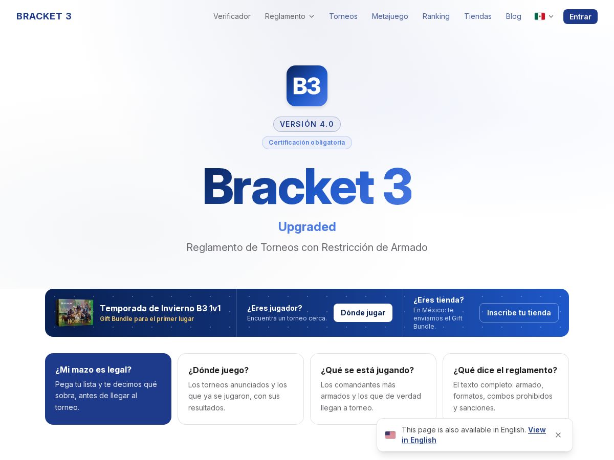 Landing-page snapshot of bracket3.net