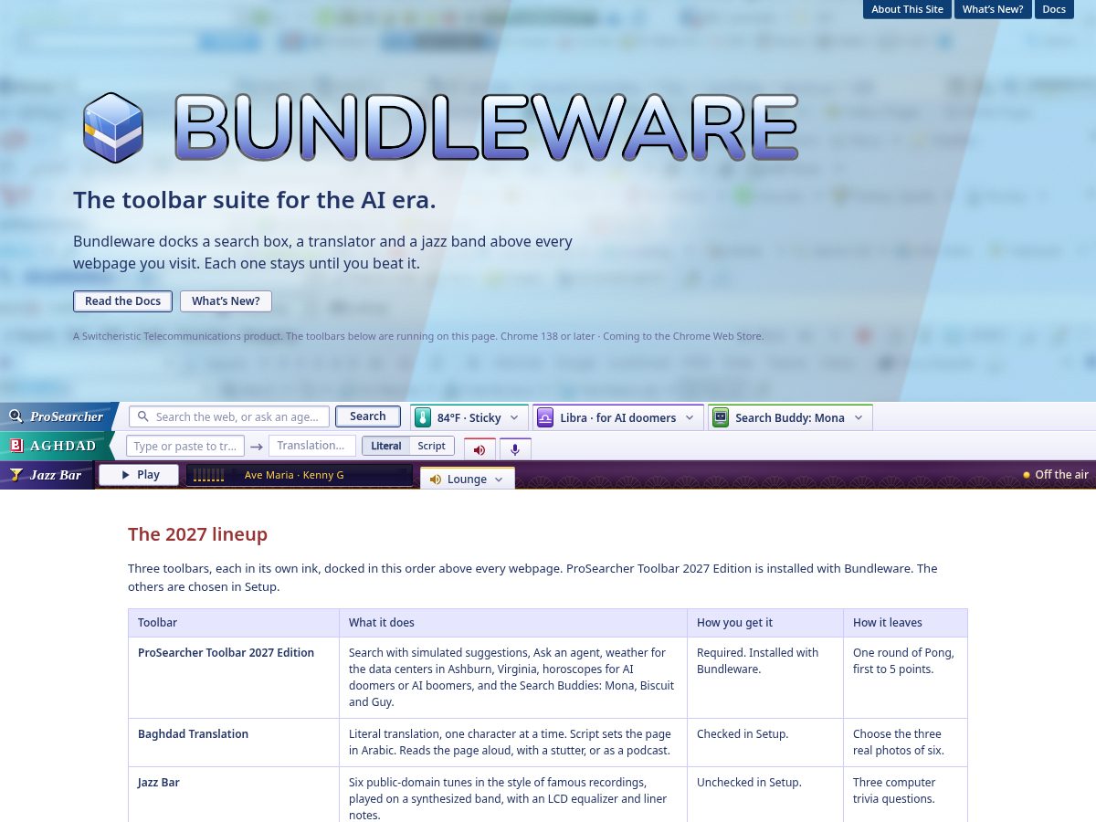 Landing-page snapshot of bundleware.net